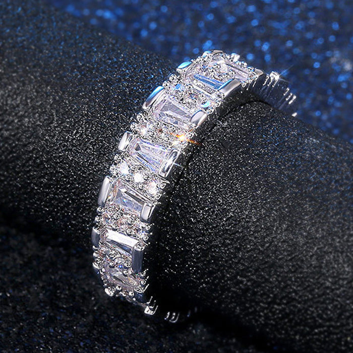 AAA grade full diamond irregular shaped zircon ring female jewelry