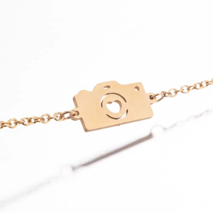 Hollow geometric love bracelet, simple cartoon camera bracelet Jewelry wholesale