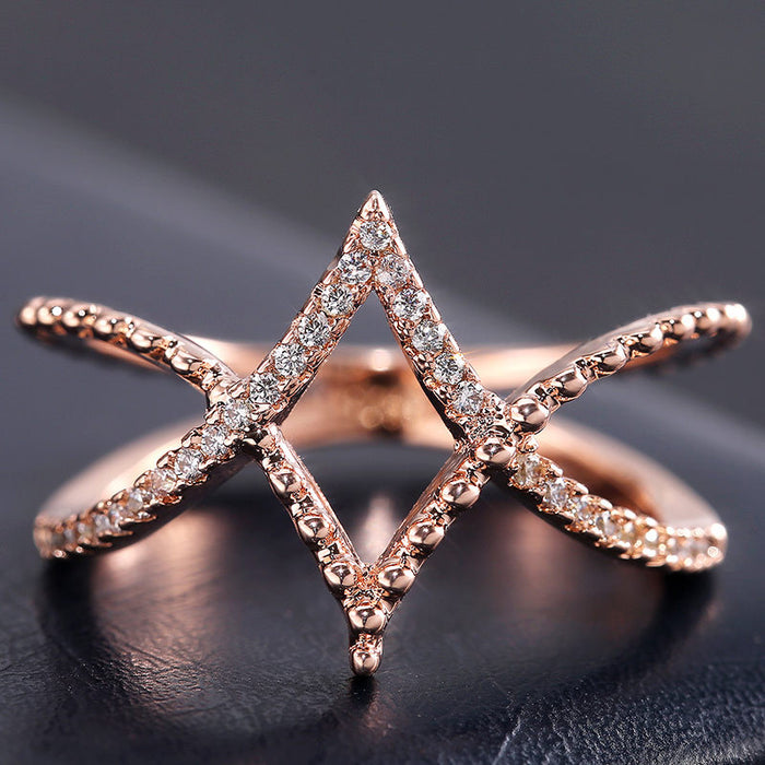 Rose gold diamond diamond line ring