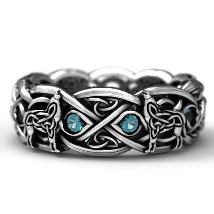 Wolf Totem Men's Ring Cross Line Trendy Design