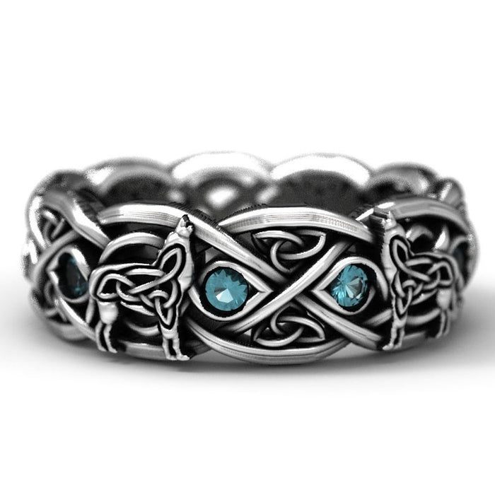 Wolf Totem Men's Ring Cross Line Trendy Design