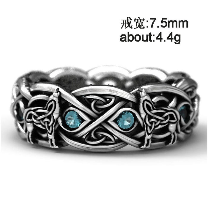 Wolf Totem Men's Ring Cross Line Trendy Design