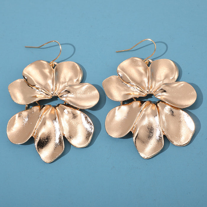 Pendientes de aleación con textura exagerada y personalidad, grandes pendientes de flores, temperamento, versátiles, pendientes de pétalos