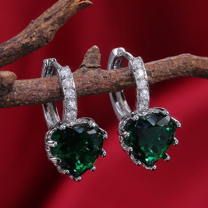 Multi-color zircon heart earrings