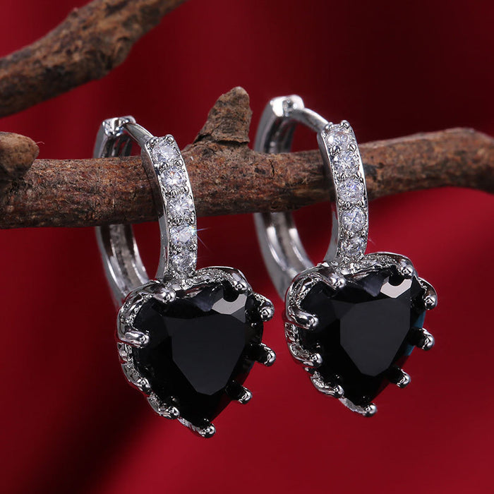 Multi-color zircon heart earrings