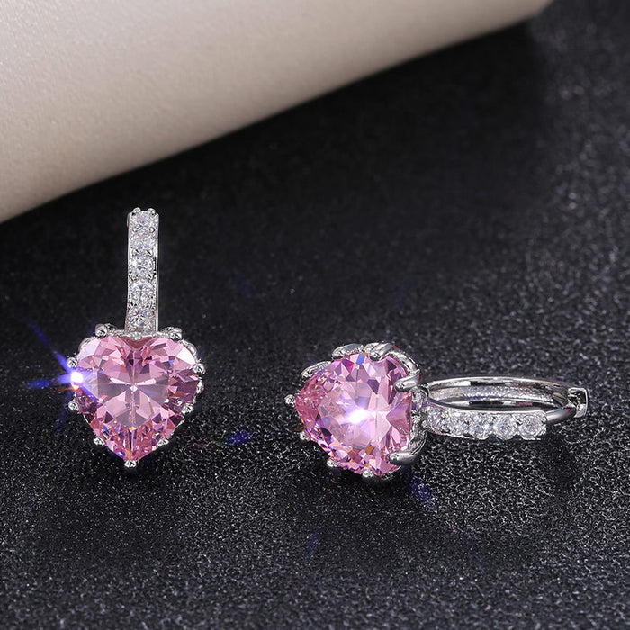 Multi-color zircon heart earrings