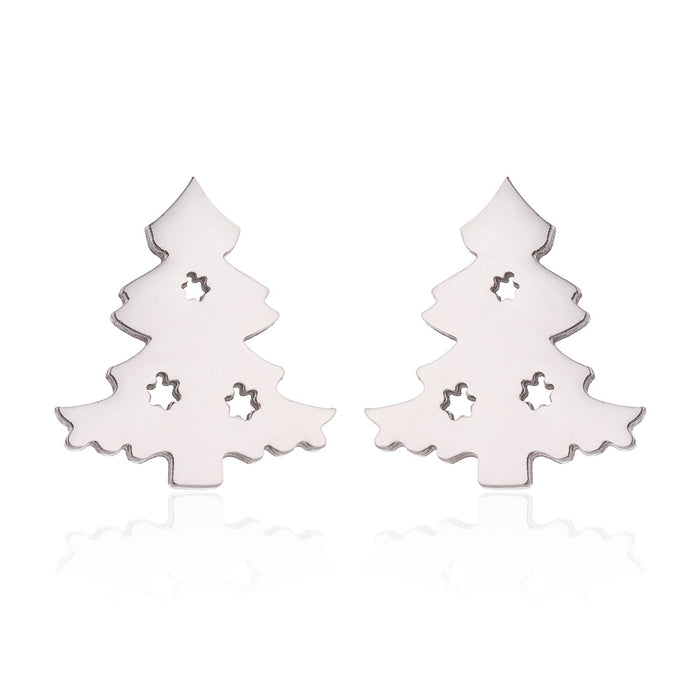 Christmas Tree Stainless Steel Ear Cuffs - Simple and Festive Holiday Jewelry