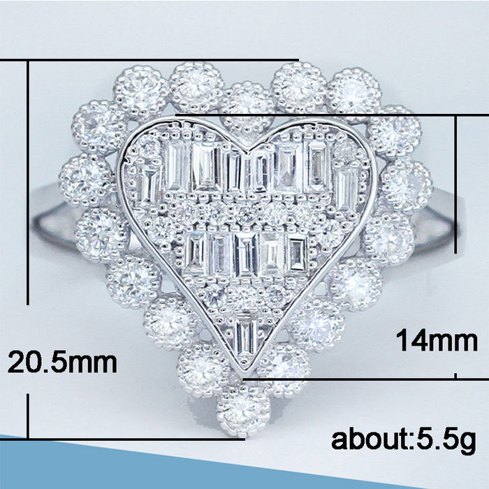 Love element geometric hollow zircon ring full of diamond design personalized jewelry