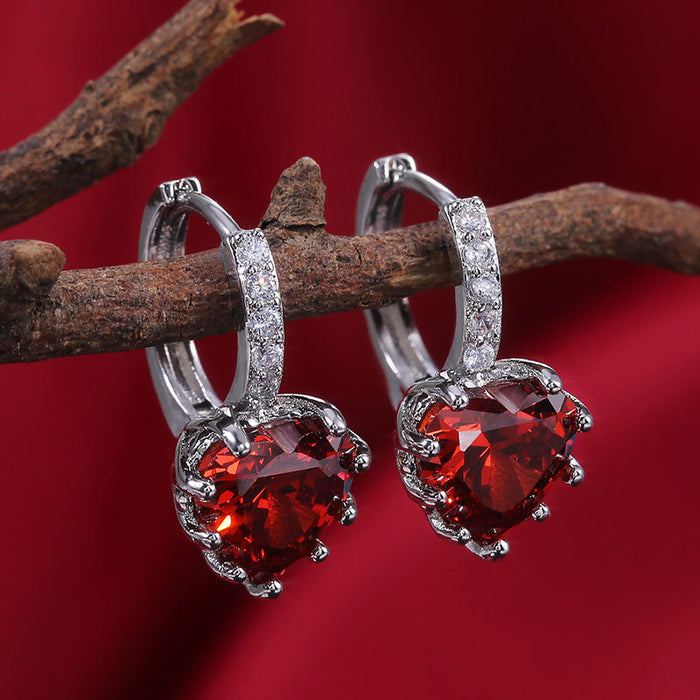 Multi-color zircon heart earrings