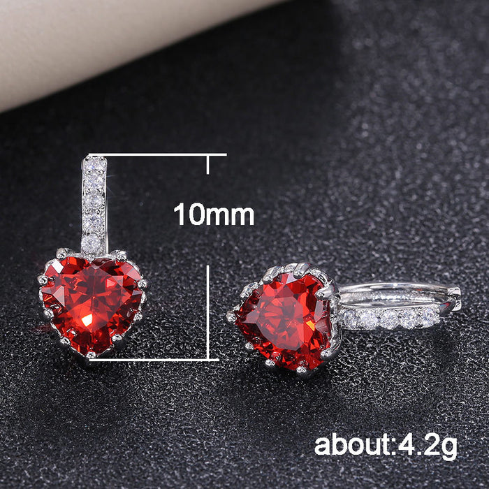 Multi-color zircon heart earrings