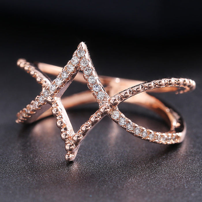 Rose gold diamond diamond line ring