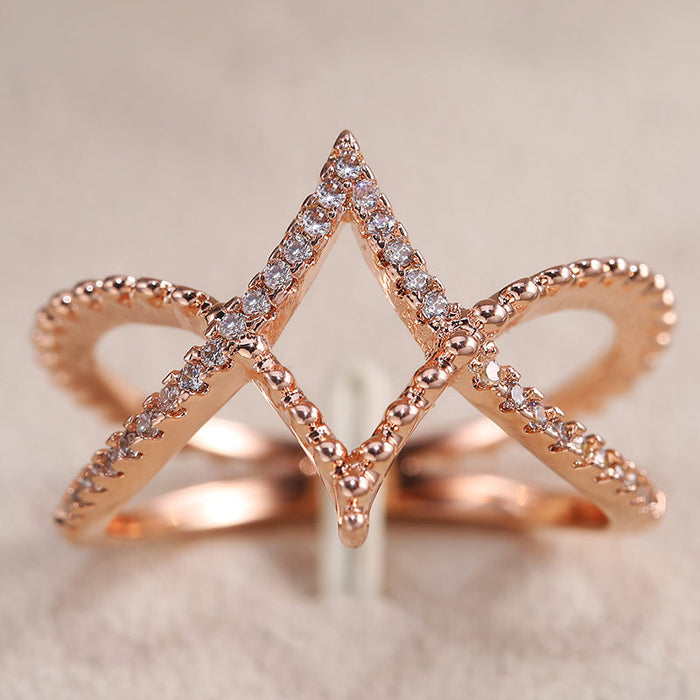 Rose gold diamond diamond line ring