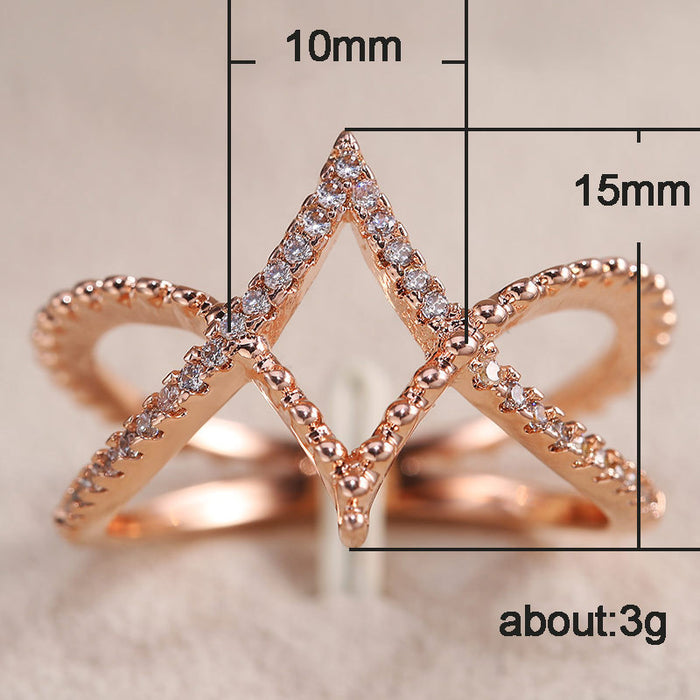 Rose gold diamond diamond line ring