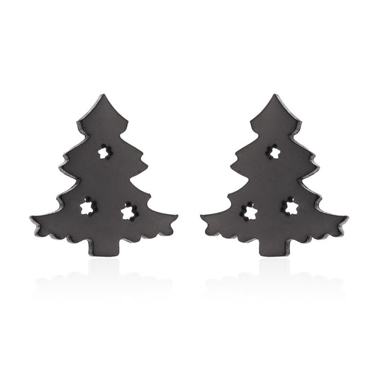 Christmas Tree Stainless Steel Ear Cuffs - Simple and Festive Holiday Jewelry