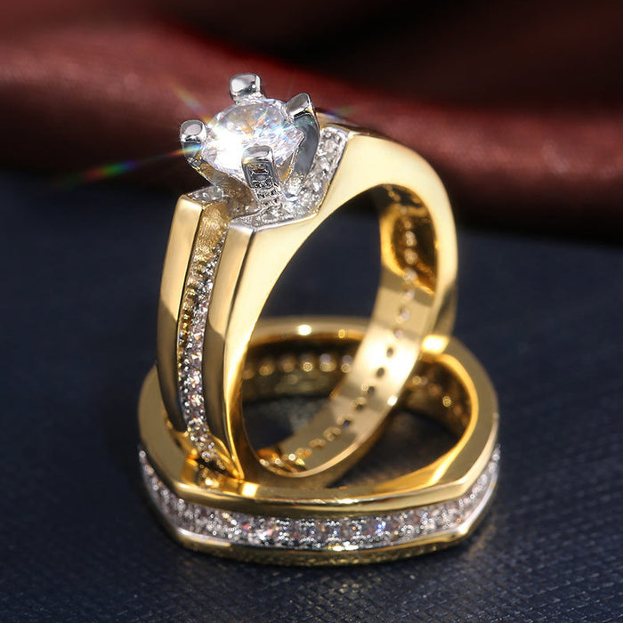 AAA luxury gold-plated color-separated simulated diamond ring