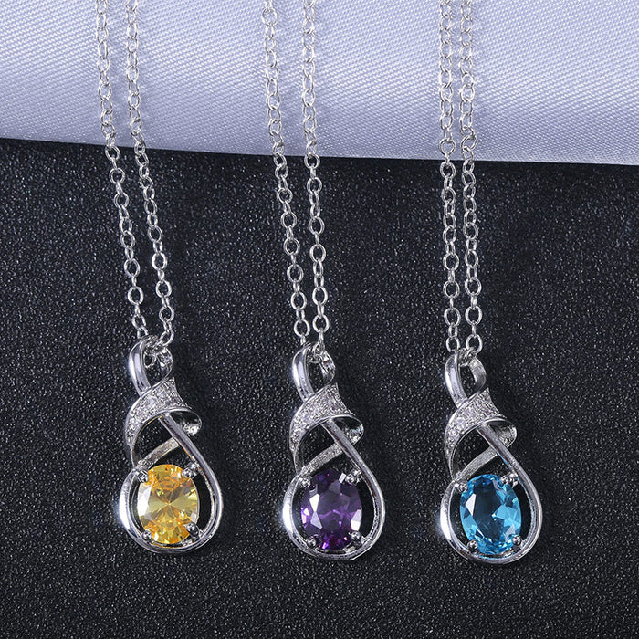 Geometric zirconium diamond pendant necklace couple jewelry