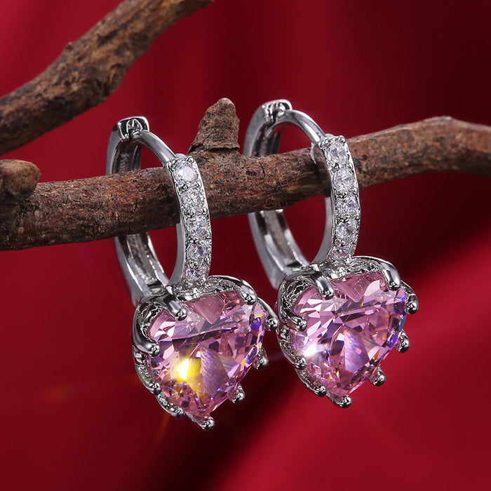 Multi-color zircon heart earrings