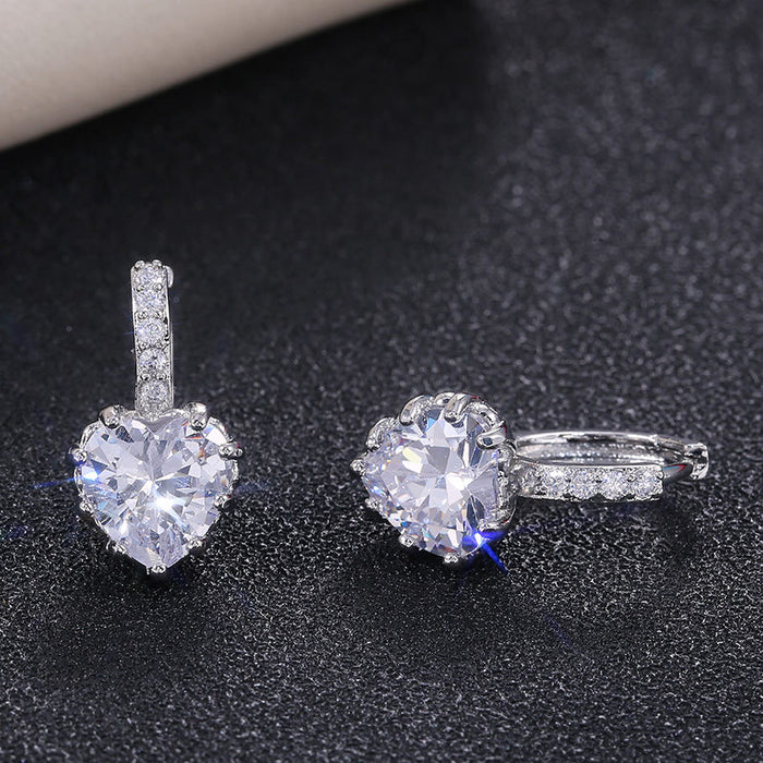 Multi-color zircon heart earrings