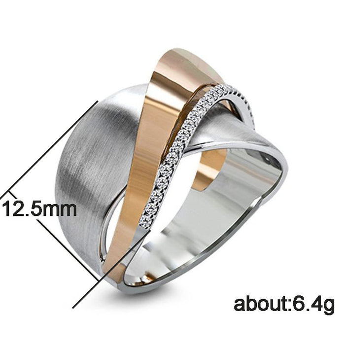 Micro-inlaid rose gold two-tone bow cross zircon ring