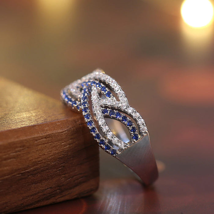 Double row zircon ladies ring real gold color preservation fashion style