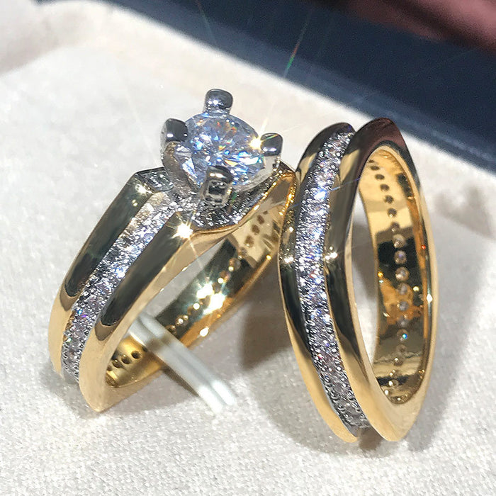 AAA luxury gold-plated color-separated simulated diamond ring