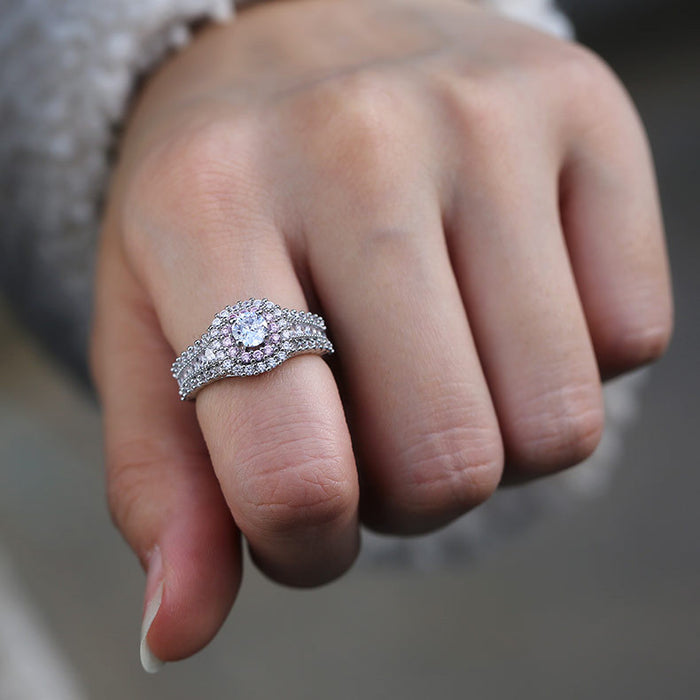 Anillo de princesa con ocho corazones y ocho flechas para parejas, joyería nupcial