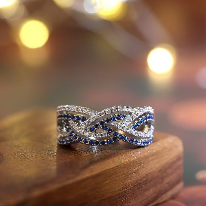 Double row zircon ladies ring real gold color preservation fashion style