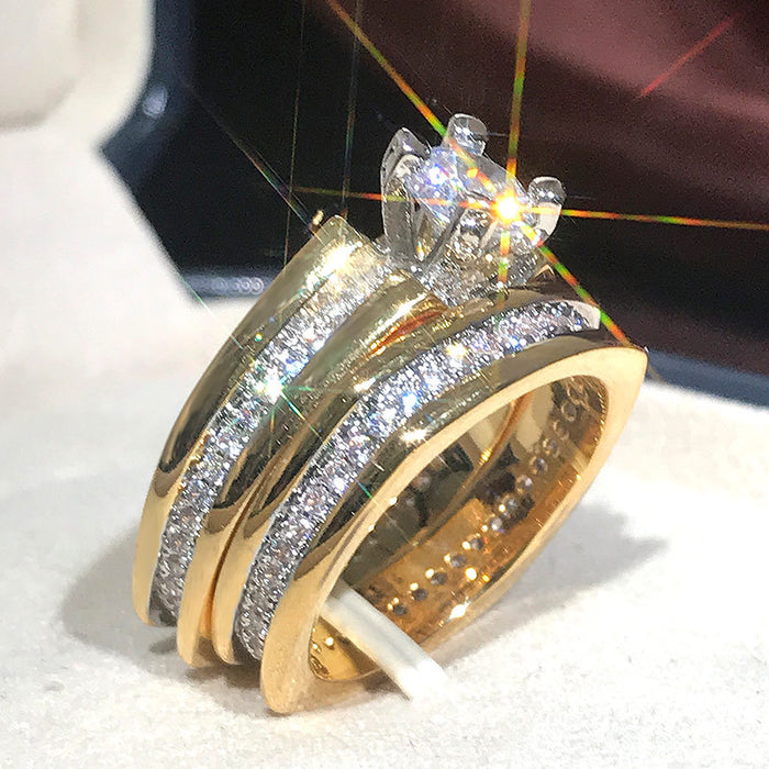 AAA luxury gold-plated color-separated simulated diamond ring