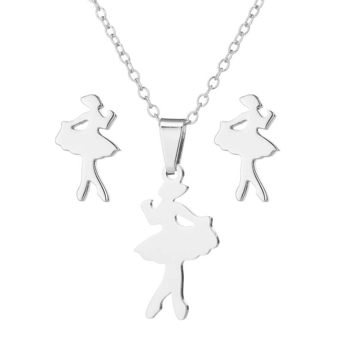 Ballet girl jewelry set, summer cross-border new earrings necklace three-piece set fashion wholesale