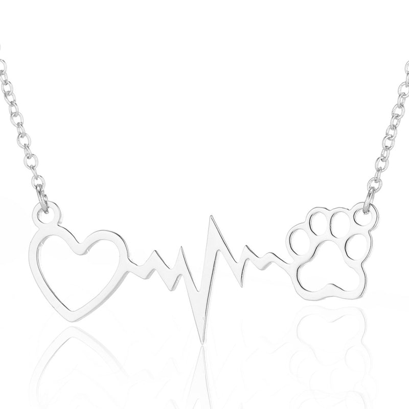 Love electrogram necklace, European and American necklace Mother's Day small animal wolf bear paw clavicle chain fashion wholesale - wallojewerly 