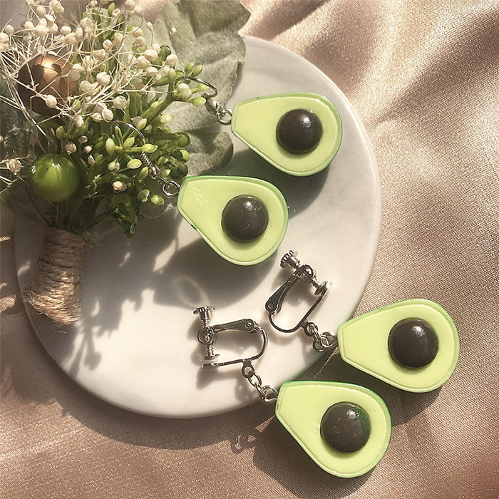 Green avocado earrings, internet celebrity temperament earrings