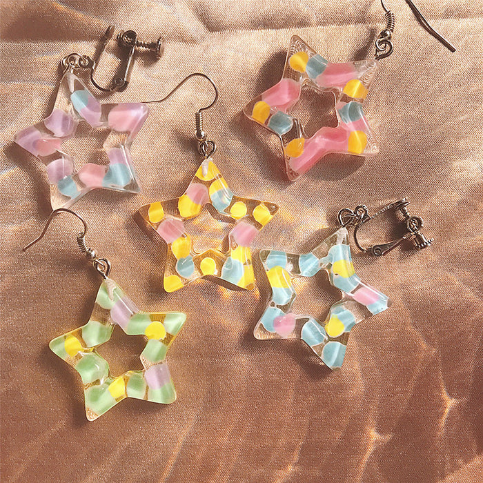 Colorful five-pointed star earrings, trendy and fun earrings