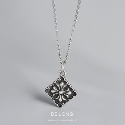 S925 Silver Cross Square Necklace - wallojewerly 