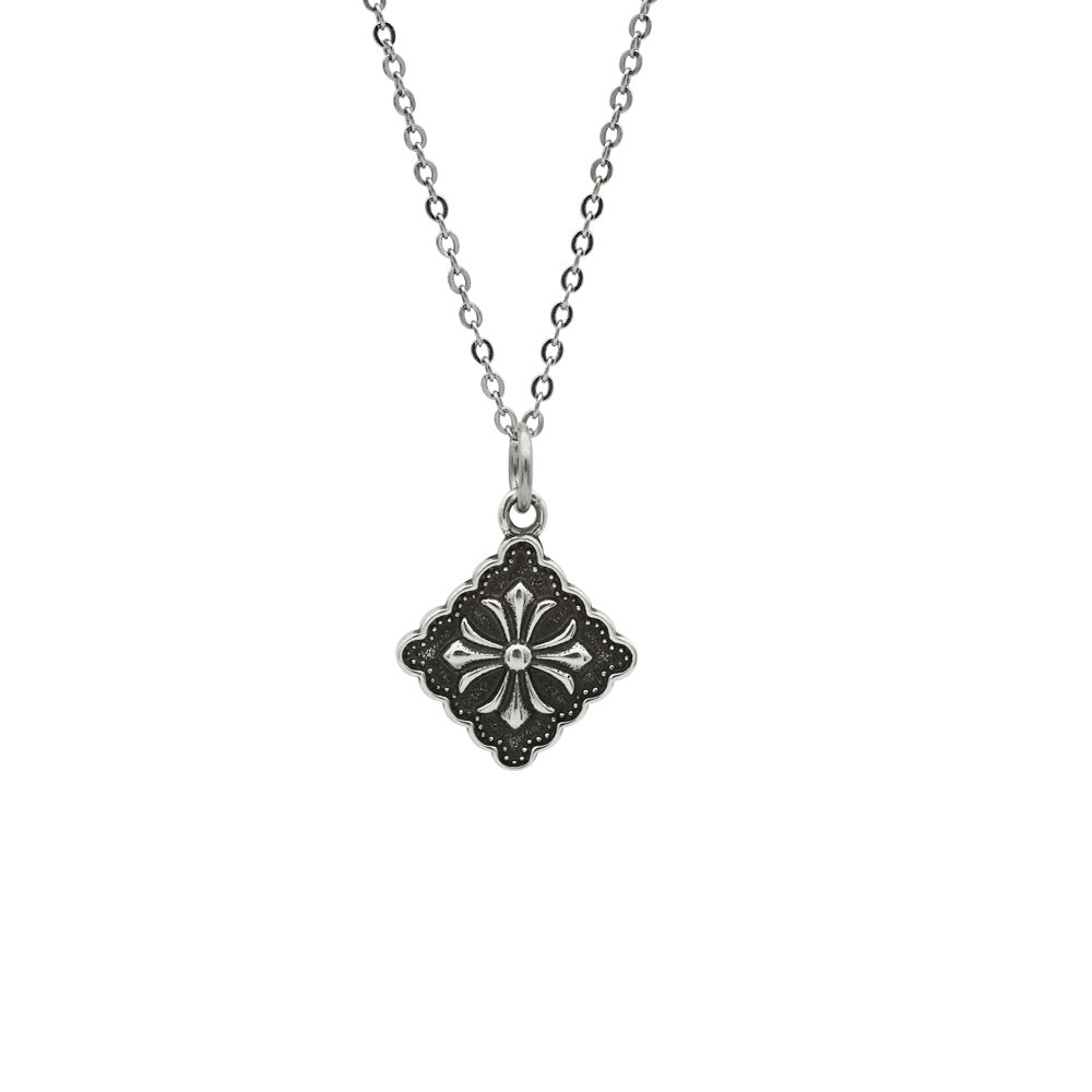 S925 Silver Cross Square Necklace - wallojewerly 