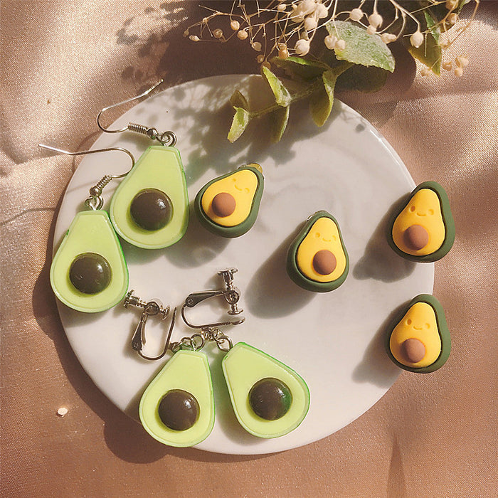 Green avocado earrings, internet celebrity temperament earrings