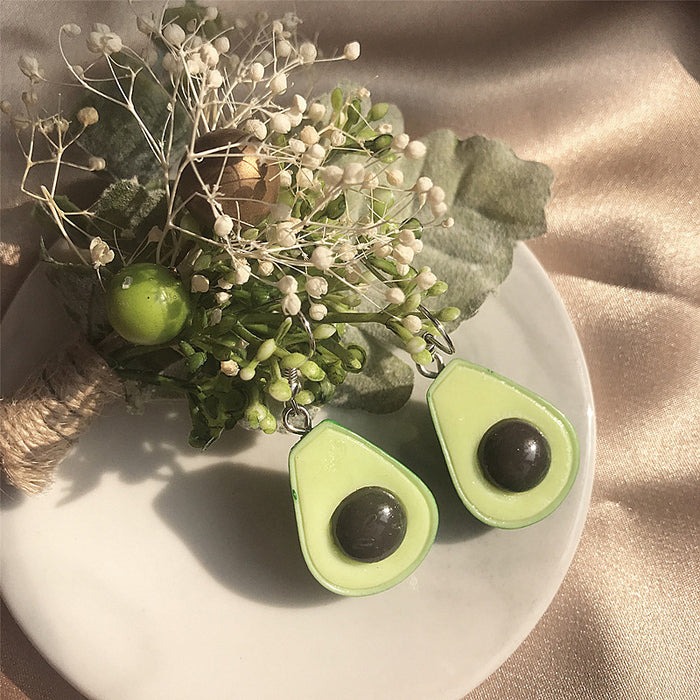 Green avocado earrings, internet celebrity temperament earrings