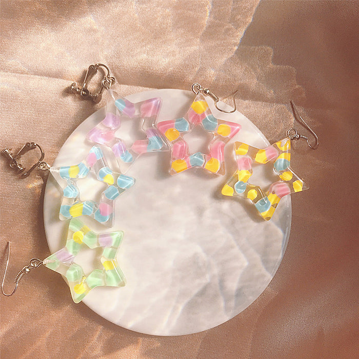 Colorful five-pointed star earrings, trendy and fun earrings