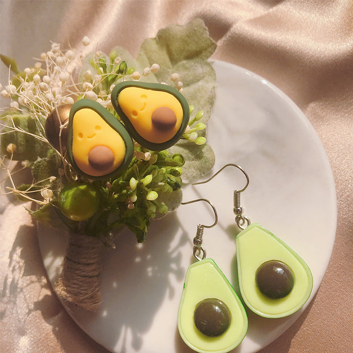 Green avocado earrings, internet celebrity temperament earrings