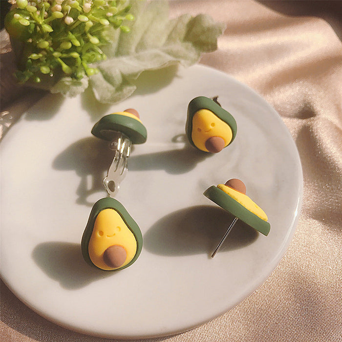 Green avocado earrings, internet celebrity temperament earrings