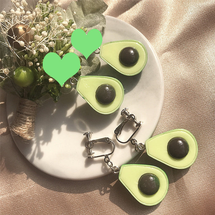 Green avocado earrings, internet celebrity temperament earrings