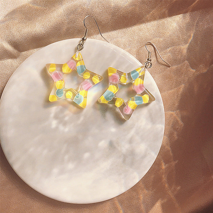 Colorful five-pointed star earrings, trendy and fun earrings