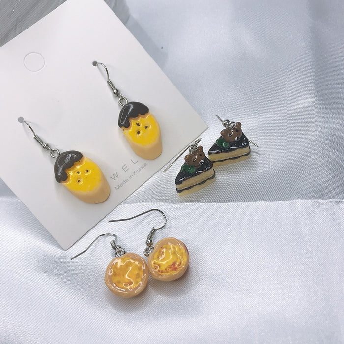 Cake biscuit earrings sweet and cute creative ear clips no piercing earrings