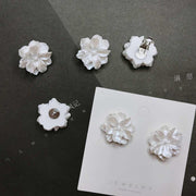 French white flower earrings S925 silver needle gentle temperament earrings - wallojewerly 