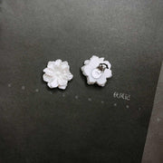 French white flower earrings S925 silver needle gentle temperament earrings - wallojewerly 