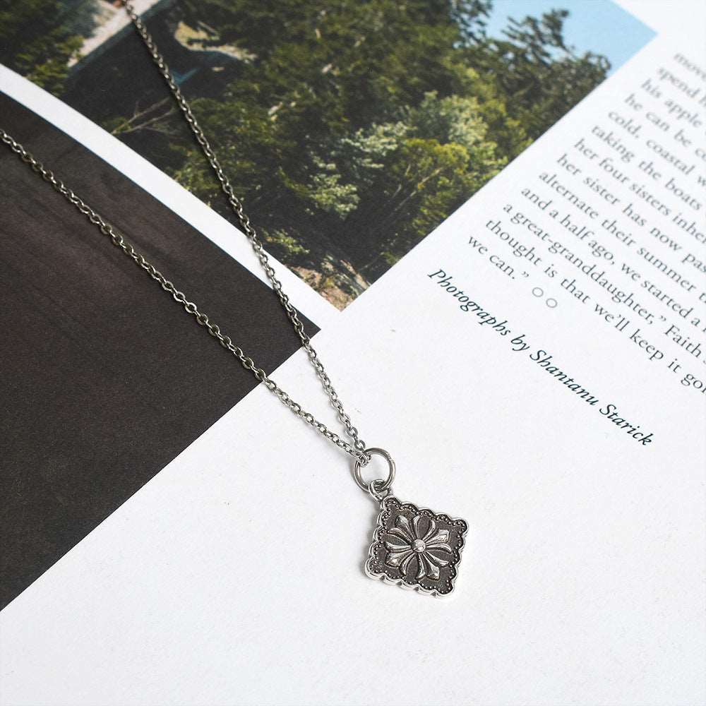 S925 Silver Cross Square Necklace