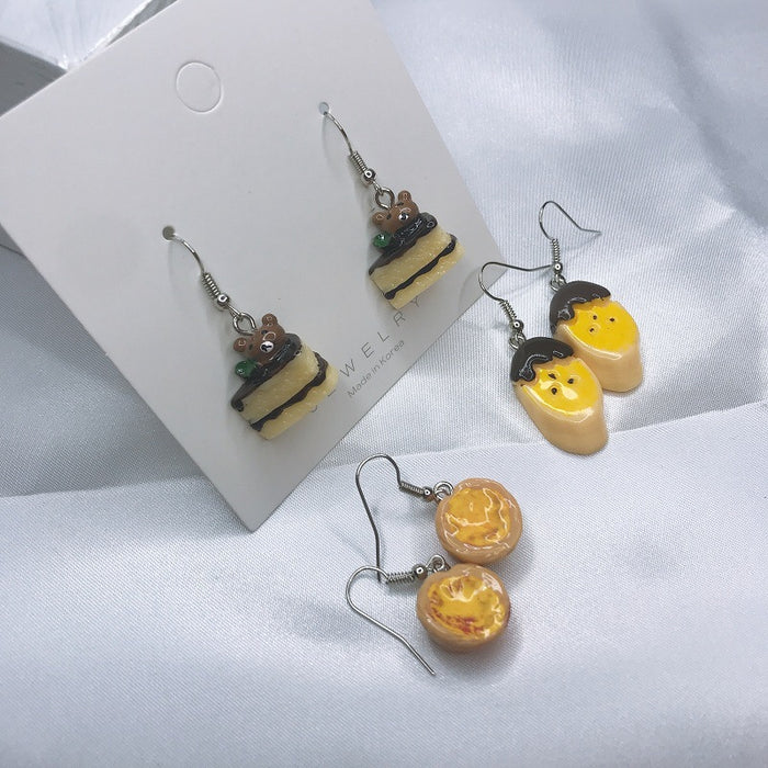 Cake biscuit earrings sweet and cute creative ear clips no piercing earrings