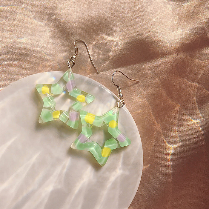 Colorful five-pointed star earrings, trendy and fun earrings