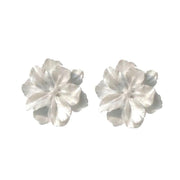 French white flower earrings S925 silver needle gentle temperament earrings - wallojewerly 