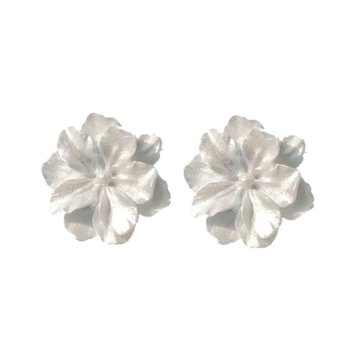 French white flower earrings S925 silver needle gentle temperament earrings