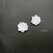 French white flower earrings S925 silver needle gentle temperament earrings - wallojewerly 